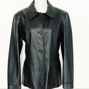 CROFT & BARROW|Black Leather Jacket|Large